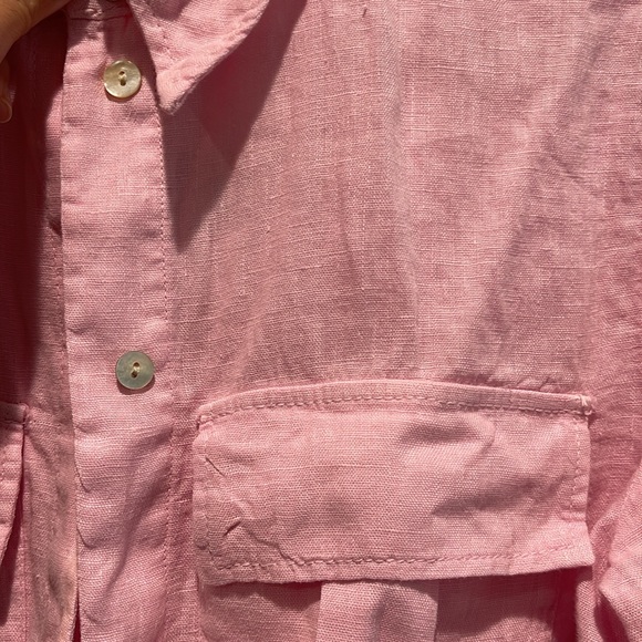 Zara cropped pink button down linen top - Picture 4 of 6